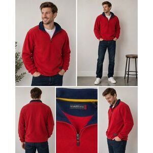 Winners Tech Mens Small Red Quarter Zip Fleece Pullover Jacket Sweatshirt